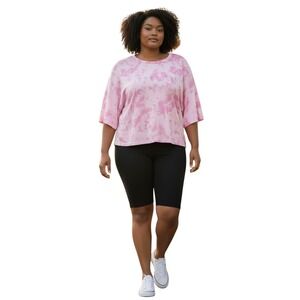 Juicy Couture Womens 3X Pink Tie Dye Rhinestone Logo Y2K Comfy Lounge Top NEW